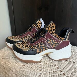 Michael Kors Cheetah Print Olympia Trainer Platform Sneaker HAIRCLIF LTHR sz 10
